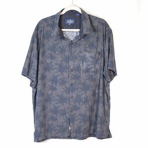 Nat Nast Luxury Originals Size XXL Silk/Cotton blend black w/palm trees button d